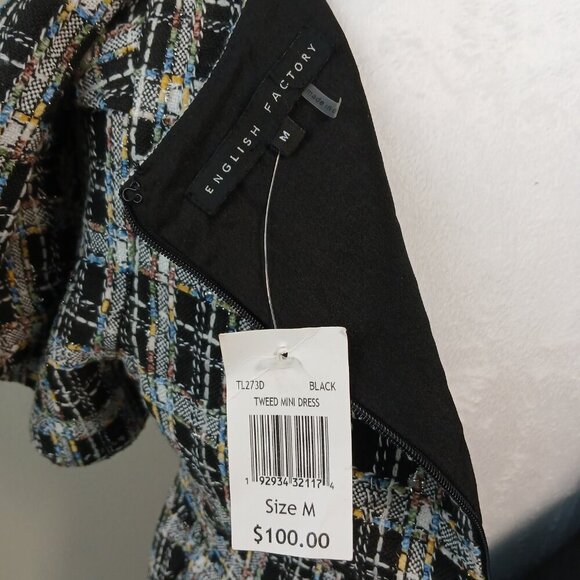 ENGLISH FACTORY TWEED LINED MINI DRESS SIZE MEDIUM, NWT - Picture 9 of 10